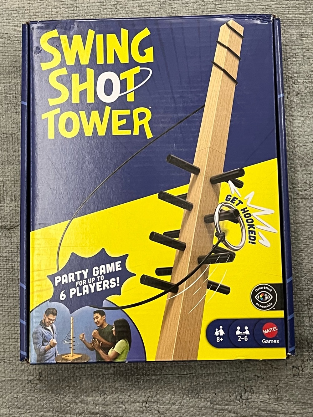 Mattel Games Swing Shot Tower Party Game, Tetherball Theme, 2-6 Players JGM35